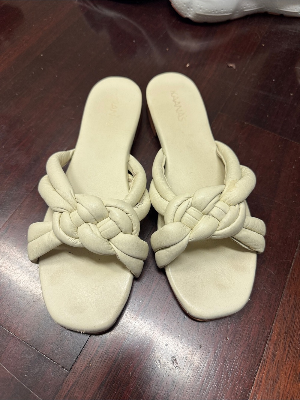 Kaanas Cream Braided Knot Slide Sandals - Women